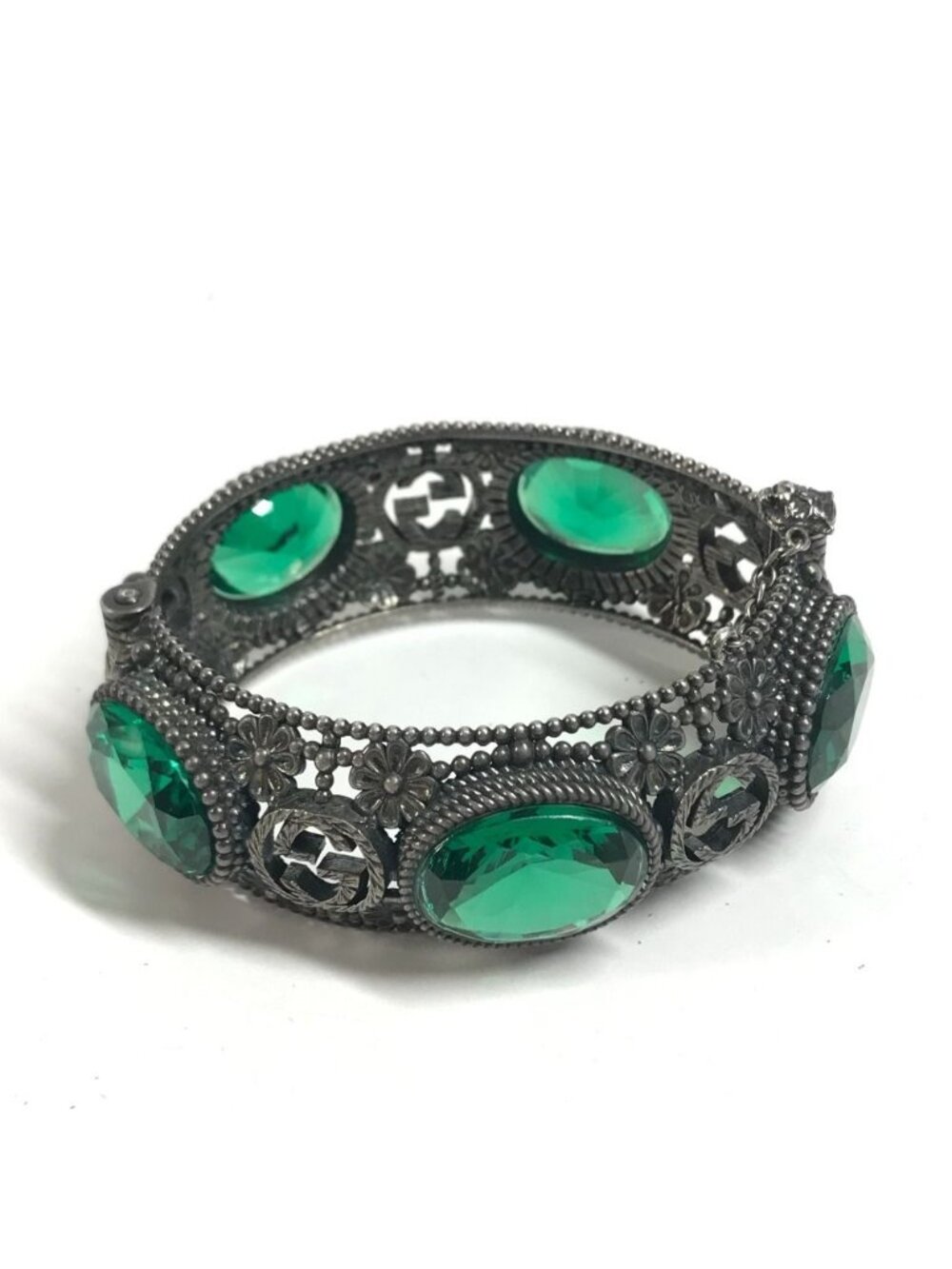 Gucci Bangle Interlocking G Stone Bijou Silver Bracelet